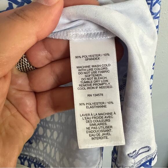 Vineyard Vines UPF 50 Sankaty Simple Boatneck Tee Blue White Print Women's sz M - Picture 5 of 5